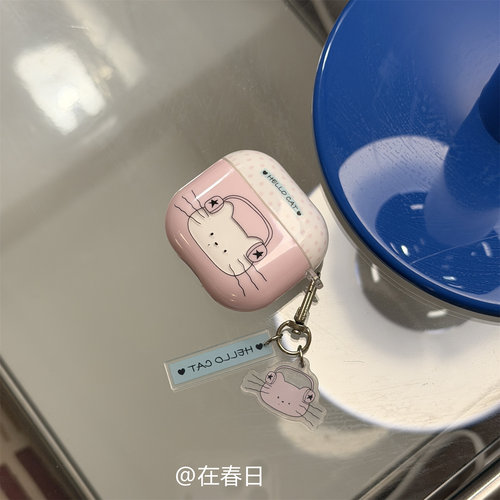 可爱粉波点耳机猫咪耳机壳