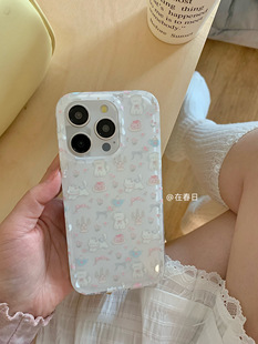 在春日奶油蛋糕猫咪双层印花手机壳适用16promax/14新款iPhone15pro全包17promax手机壳14promax/13