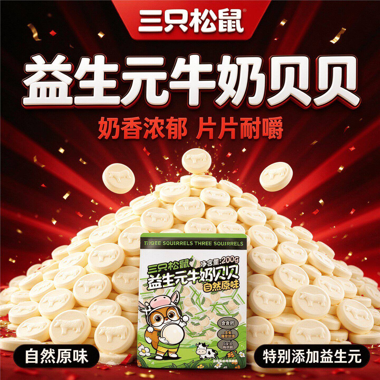 三只松鼠益生元牛奶贝片儿