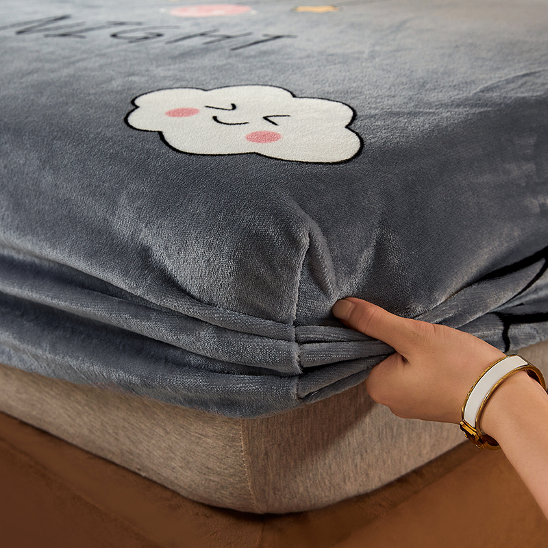 珊瑚绒床笠2021年新款冬季w加厚保暖法兰牛奶绒床罩单件加绒面床