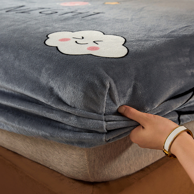 珊瑚绒床笠2e021年新款冬季加厚保暖法兰牛奶绒床罩单件加绒面床