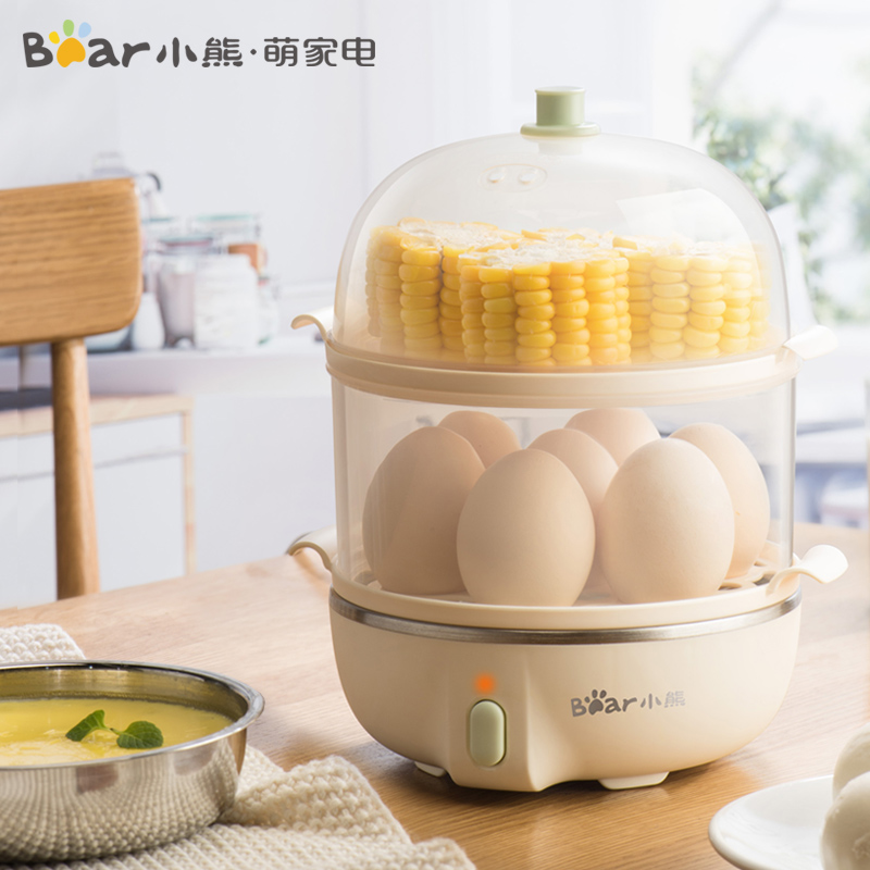 小熊煮蛋器蒸蛋器自动断电家用鸡蛋羹双层小型多功能1人早餐神器