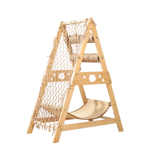 攀爬网实木猫爬架猫窝猫树一体家用剑麻垫猫抓柱小型三角猫咪架子