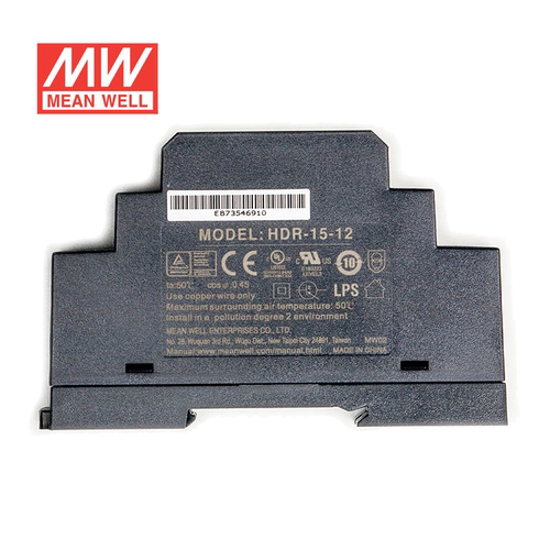 明纬12V电源15W HDR-15-12 导轨式 220V转12V直流稳压 台湾品牌