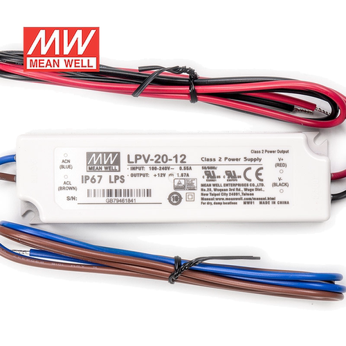明纬12V电源20W LPV-20-12塑壳IP67防水LED照明1.67A灯带灯箱灯饰