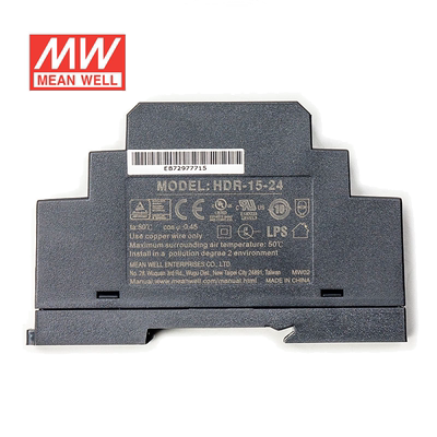 明纬24V电源15W HDR-15-24 导轨式 220V转24V直流稳压 台湾品牌