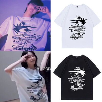 宫脇咲良徐明浩同款半袖衣服纯棉宽松百搭圆领简约男女短袖T恤夏