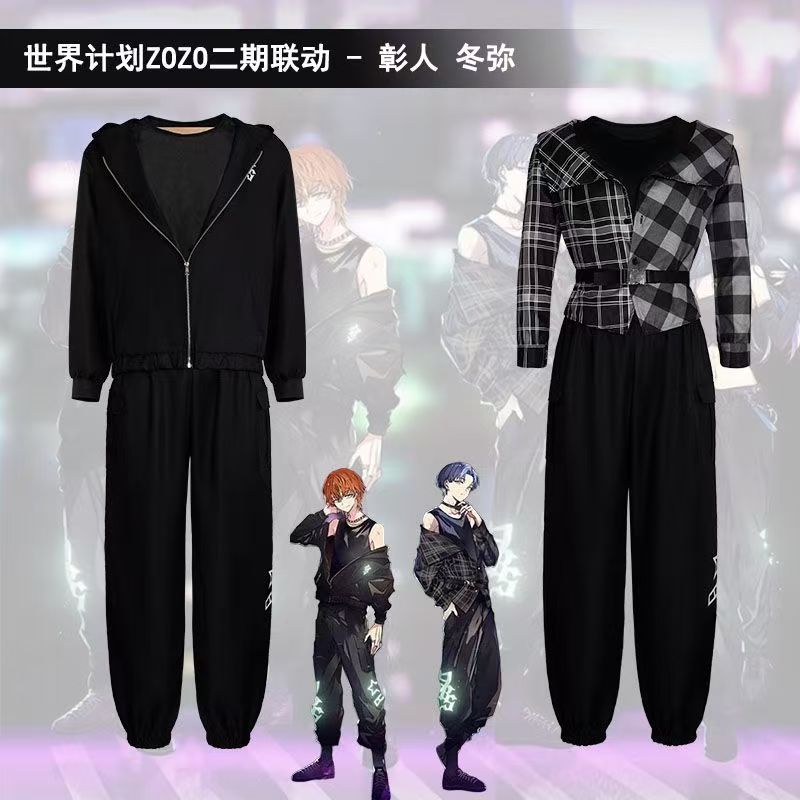 100纯棉二次元痛短世界计划彰五箱青柳冬弥T恤上衣cos服拉链加钱