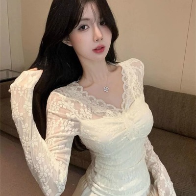 纯欲风蕾丝打底衫内搭女