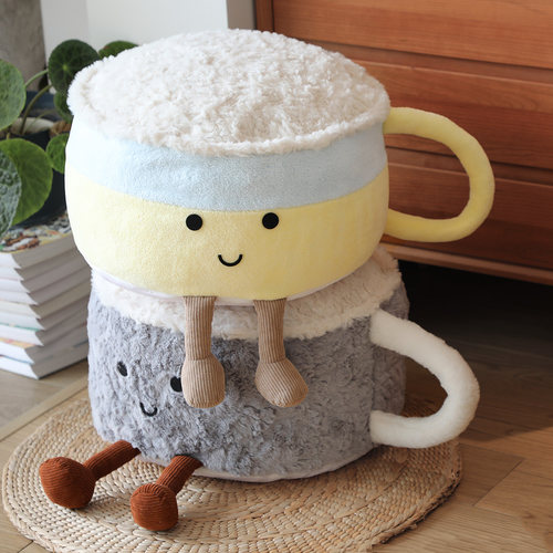 茶杯放腿凳客厅趣味坐墩沙发脚凳可拆洗门口换鞋凳亲子民宿蒲团