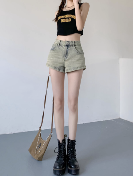 辣妹口袋拉链包臀a字热裤