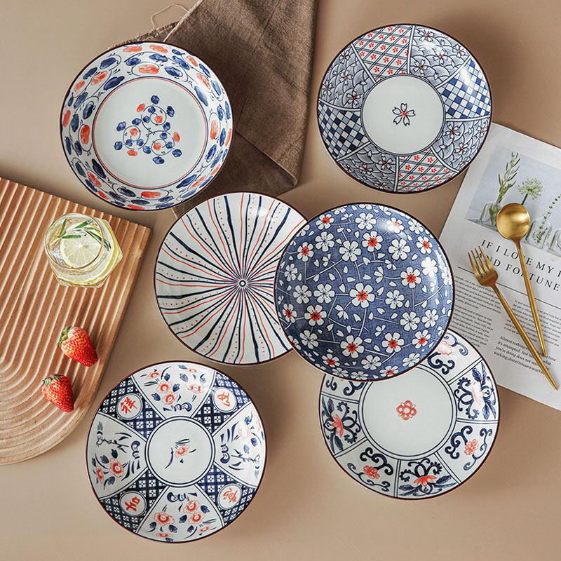 菜盘陶瓷圆形复古家用8英寸