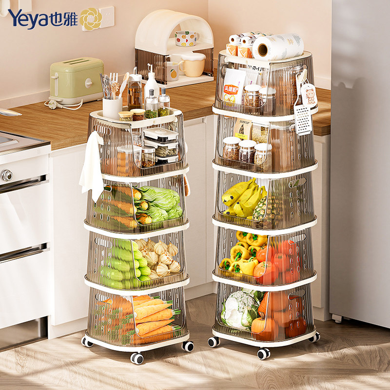 也雅厨房蔬菜置物架零食小推车