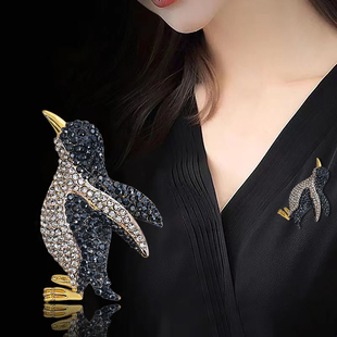 時(shí)尚 大衣配飾胸花批發(fā) 創(chuàng)意動(dòng)物別針高級(jí)感西裝 可愛(ài)企鵝胸針個(gè)性