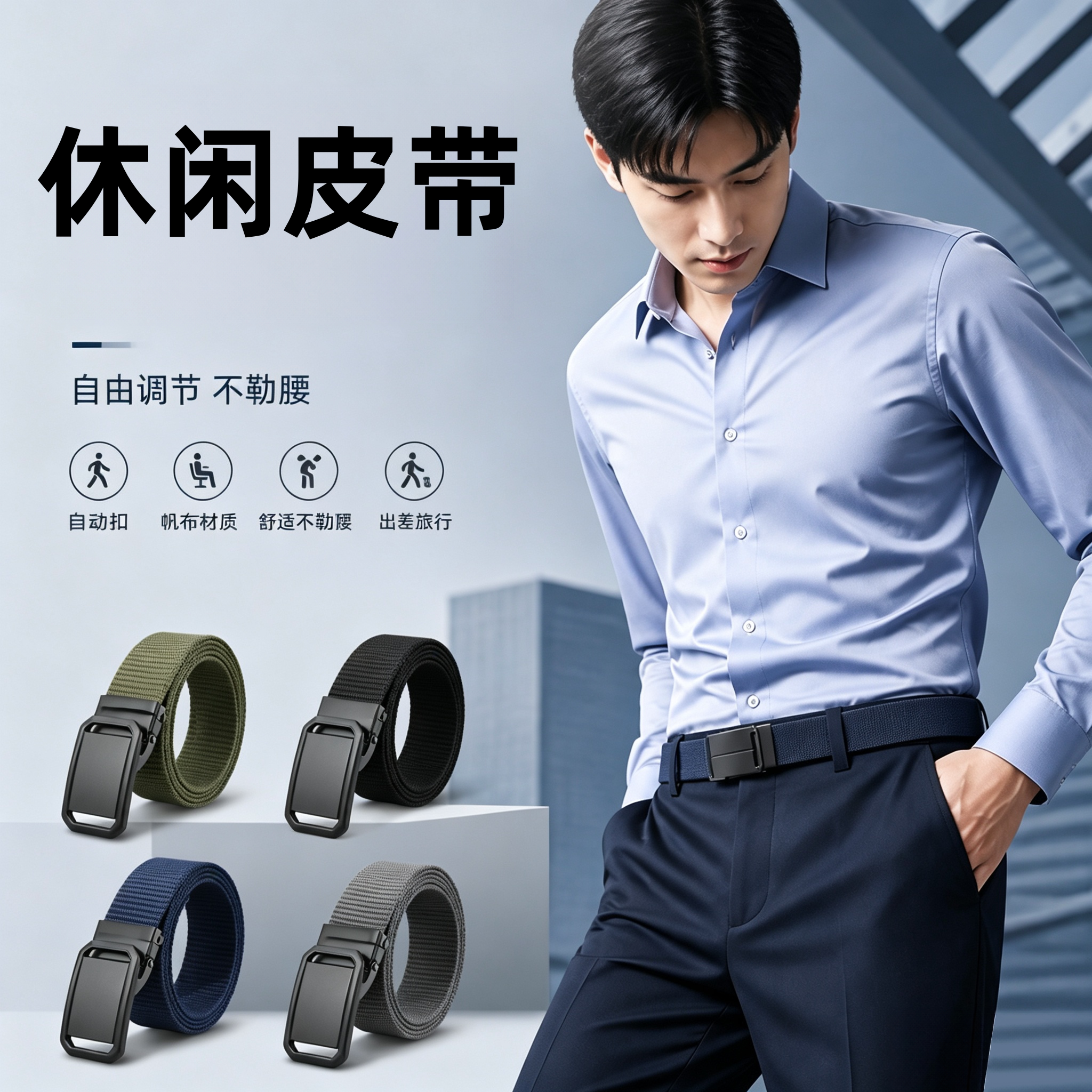 男士皮带自动扣腰带2026新款帆布战术工装休闲裤带女潮流商务裤带