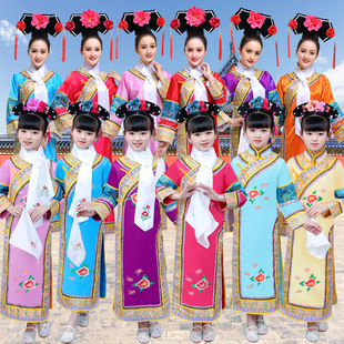 六一儿童格格服长袖古装清朝满族服装阿哥贝勒有一个姑娘演出服男