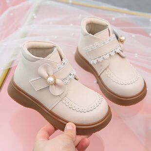 真皮女童短靴儿童加绒公主靴2025秋冬新款 软底二棉靴宝宝单靴 童鞋