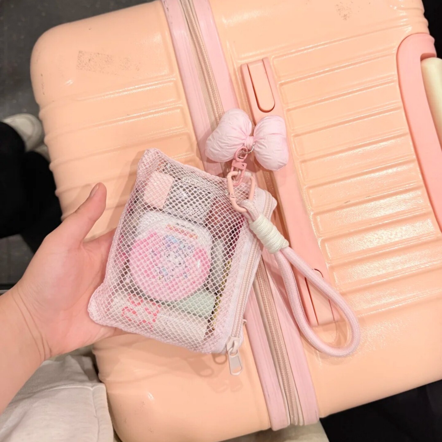 韩系少女心蜜桃粉双层网