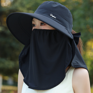 遮阳帽女士夏季新款大檐防晒紫外线采茶帽干活遮脸护颈骑车太阳帽