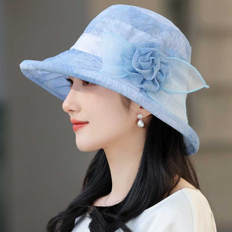 妈妈帽子春夏防晒帽女士遮阳渔夫帽出游太阳帽轻薄盆帽洋气小礼帽