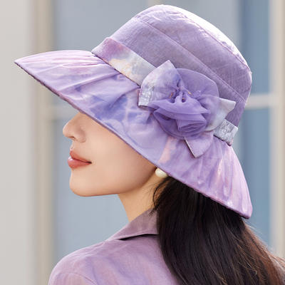 新款欧根纱渔夫帽女夏季妈妈帽