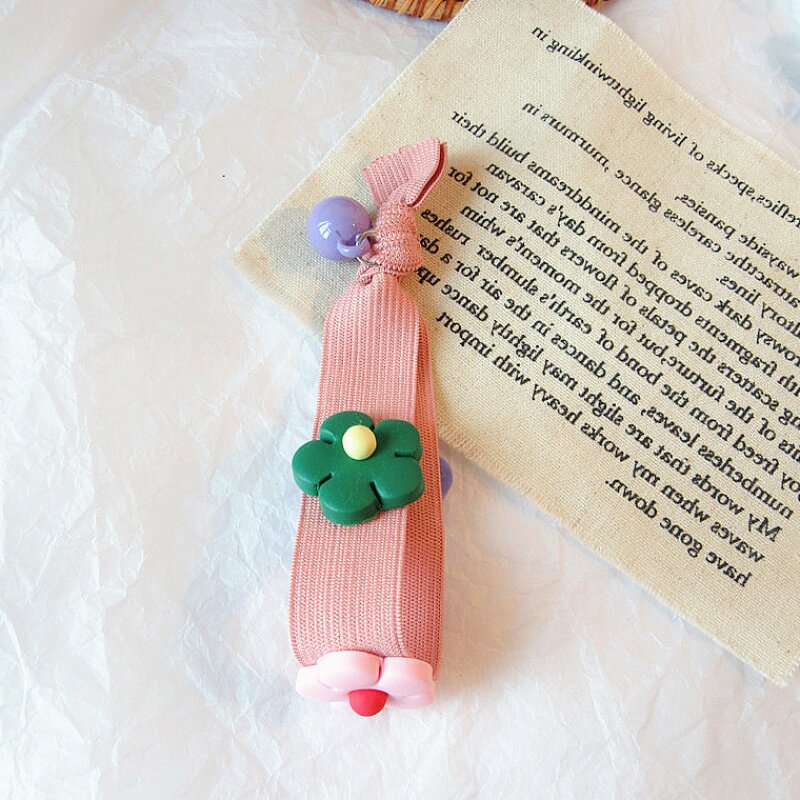 抖音新款炫雅小花发绳ins发圈撞色软陶花朵发绳韩国可爱糖果色球