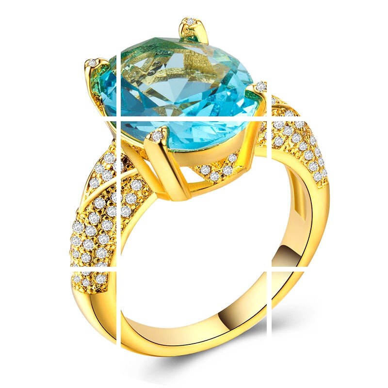 饰品镀18k金镶锆石时尚女士宝石戒指环首饰