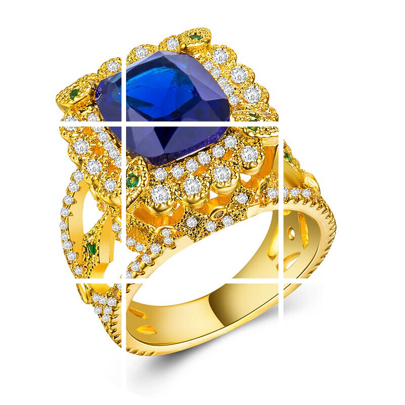 饰品镀18k金镶锆石女士宝石戒指环礼物首饰