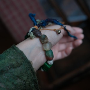 复古文艺尼泊尔丝线干青多宝手串SC142