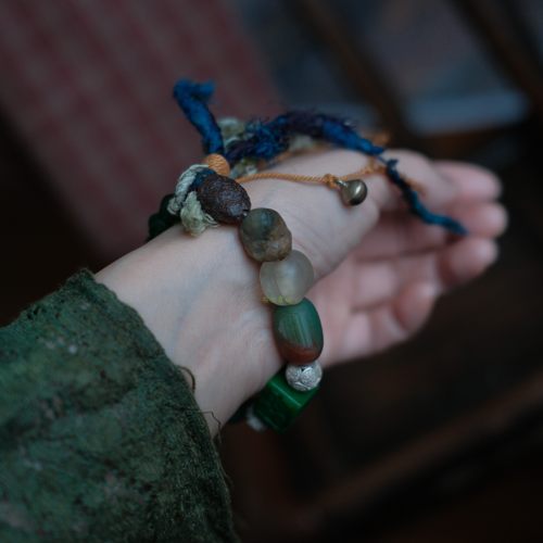 复古文艺尼泊尔丝线干青多宝手串SC142