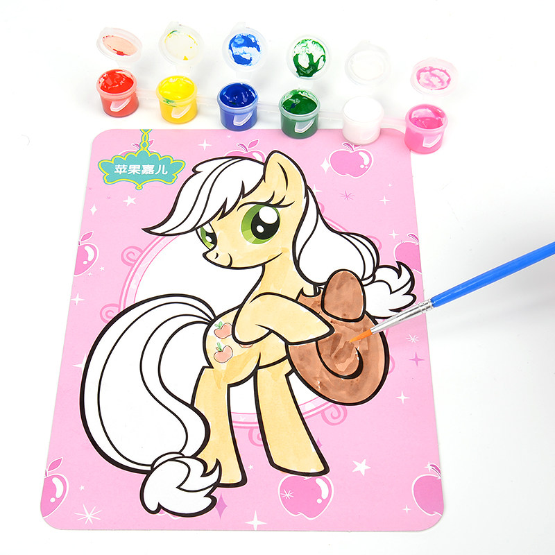 儿童涂色小马宝莉闪钻水彩画诚实的苹果嘉儿1-3-6-7-8岁宝宝入门启蒙