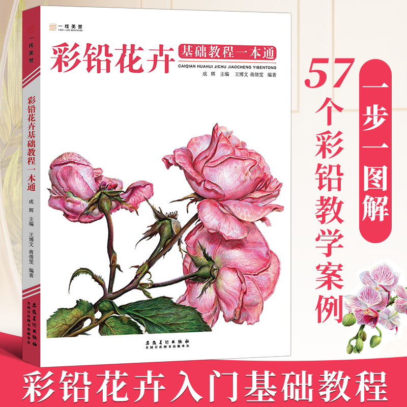 彩铅花卉基础教程一本通 手绘彩铅入门初学者写实彩色铅笔画花卉植物临摹范本成人自学素描色铅笔画画书安徽美术