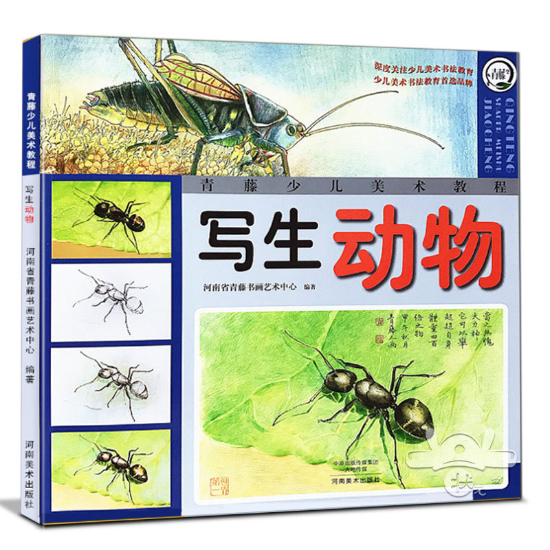 青藤少儿美术教程 写生动物画册正版少儿绘画教材彩铅画蜻蜓麻雀小狗松鼠熊猫场景写生画集少年宫创意美术培训教材儿童创意美术