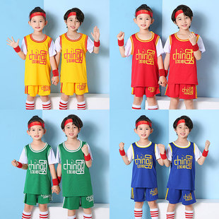儿童篮球服套装 假两件运动球衣 速干训练服中小学生短袖 男女童夏季
