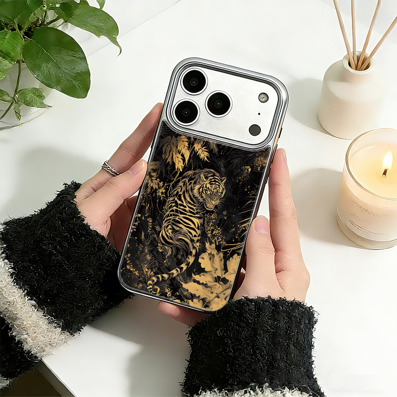 暗黑潮牌猛虎下山滴胶手机壳适用于苹果17promax简约16promax小米17pro防摔大孔华为mate70pro+软壳爆款