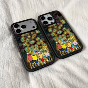 鎏金磁吸金钱小鱼人手机壳适用苹果17promax手机壳iPhone16简约15p小米17pro防摔大孔华为mate70pro+软壳爆款