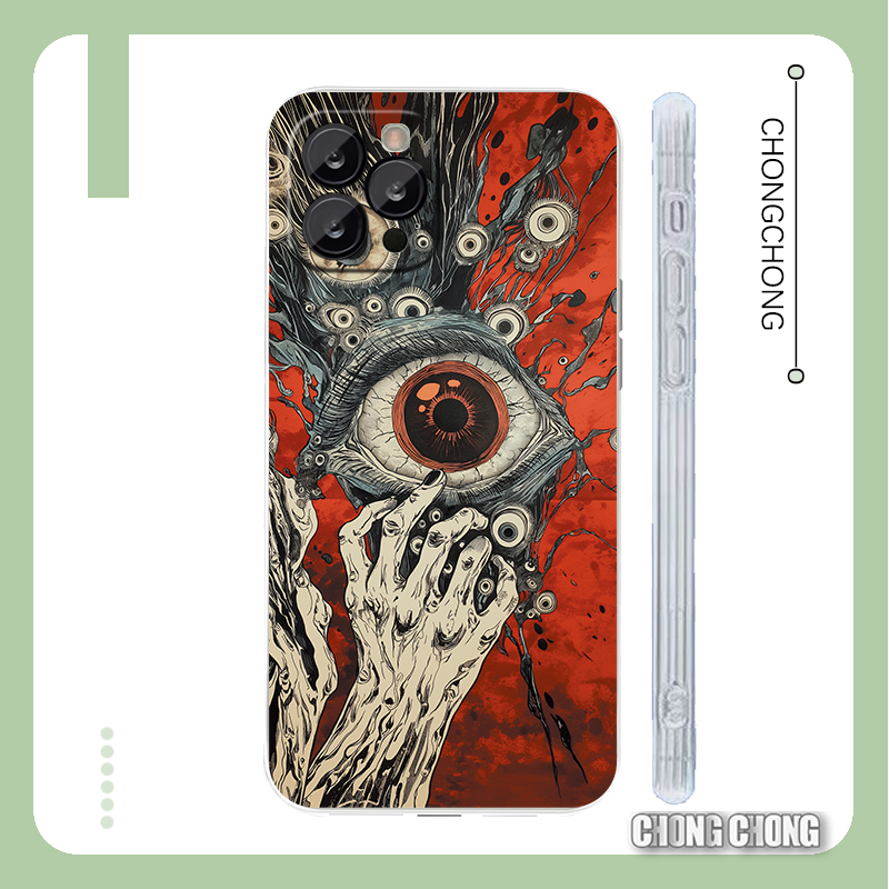 爆款克苏鲁之眼创意恐怖小众潮男女适用iPhone15手机壳苹果14P透明软壳12pro硅胶XR全包红米k60荣耀50pura70P