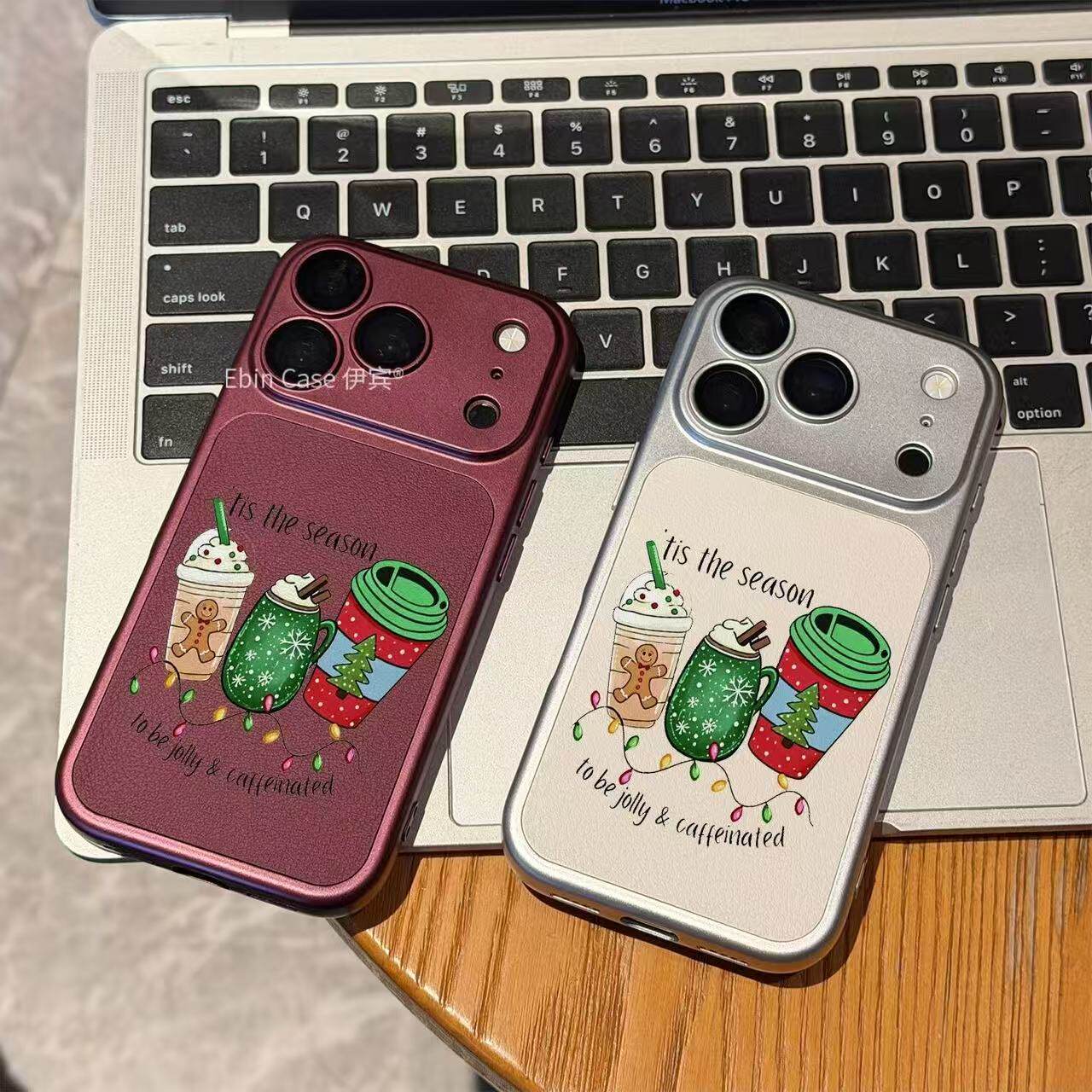 咖啡果汁适用苹果18pro手机壳软壳荔枝纹iphone18/17promax酒红色
