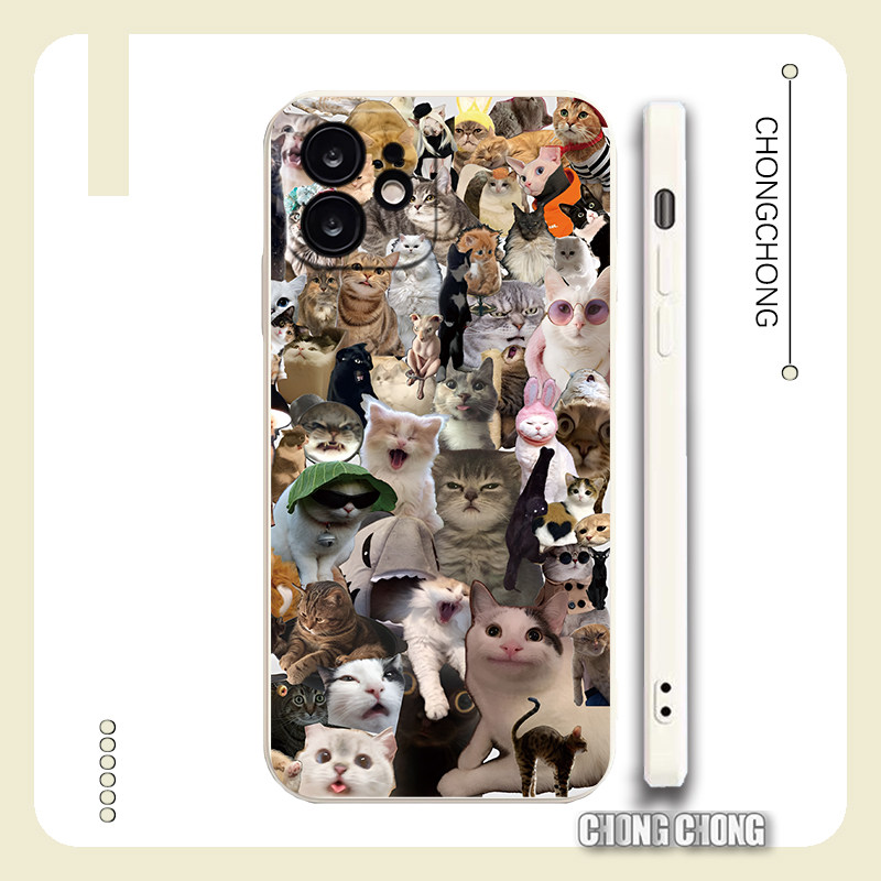 恶搞微笑猫梗合集创意剧场猫适用iPhone15手机壳苹果13透明软壳12promax硅胶全包小米14红米k70荣耀x50pura70