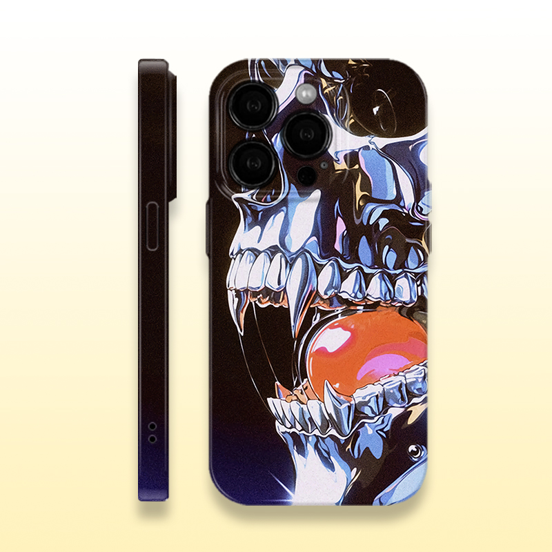 克苏鲁小众骷髅吐珠菲林手机壳亮面适用苹果16prom红米k80华为MATE70硬壳VIVOX200苹果15软壳OPPOFINDX8P防摔