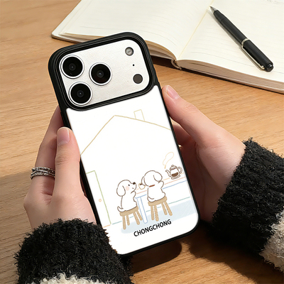 饮咖小狗创意简约情侣可爱滴胶手机壳适用苹果17promax简约16romax小米17pro防摔大孔华为mate70pro+软壳爆款