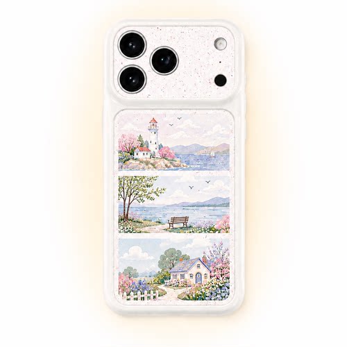 韩系明信片少女心灯塔适用iPhone16/17promax手机壳磁吸苹果14pro可爱15/16pro17精孔13promax蓝光
