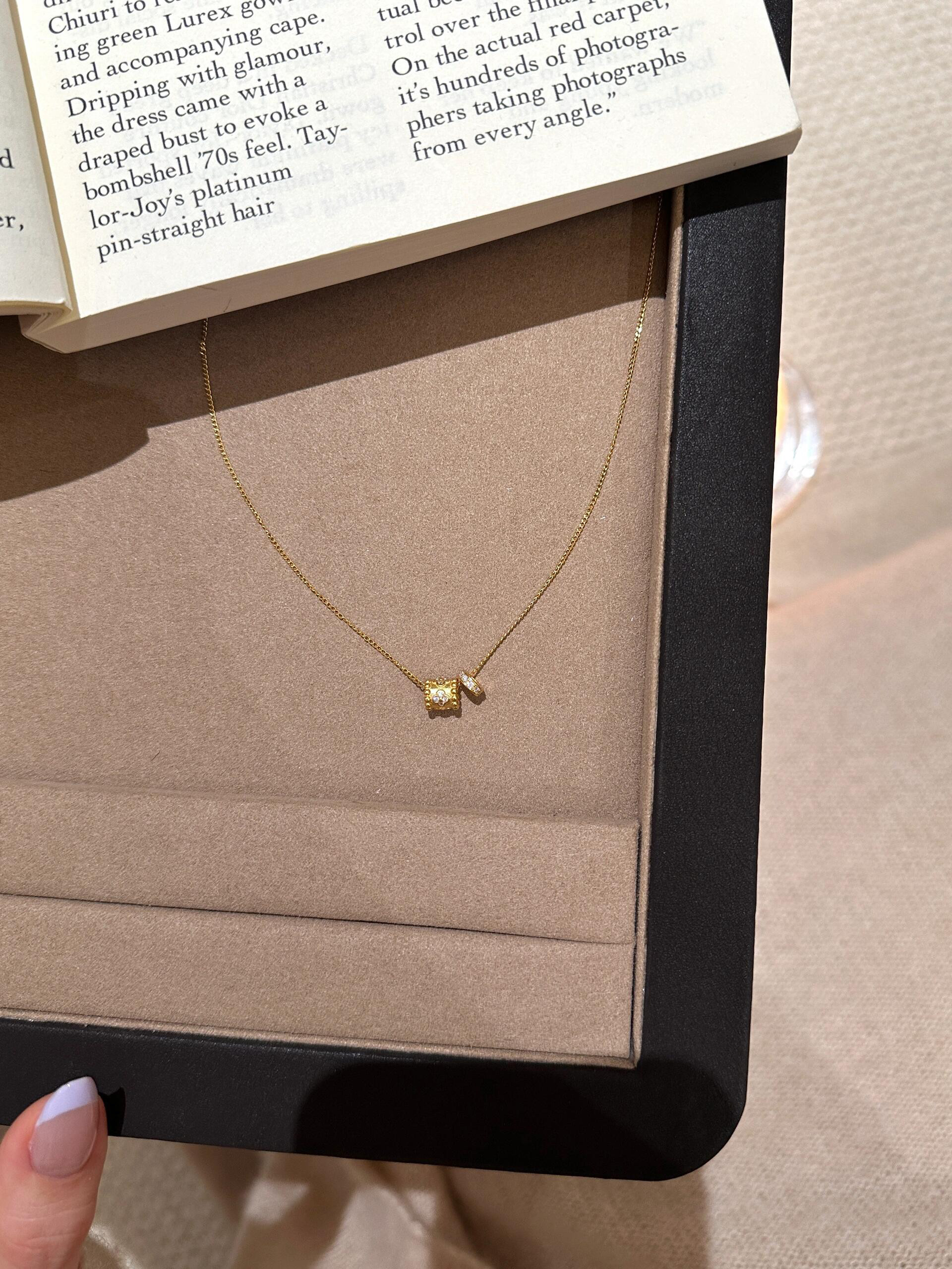 S925纯银幸运转轮跑环四叶花筒珠转运珠轻奢高级感项链