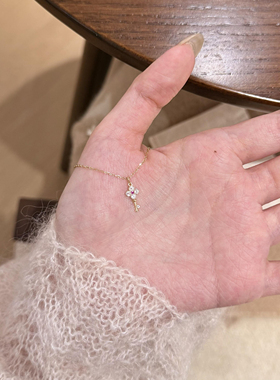 s925纯银幸运之匙·红宝四叶草钥匙轻奢高级感项链