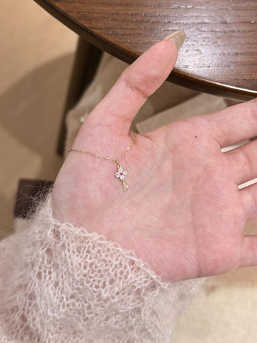 s925纯银幸运之匙·红宝四叶草钥匙轻奢高级感项链