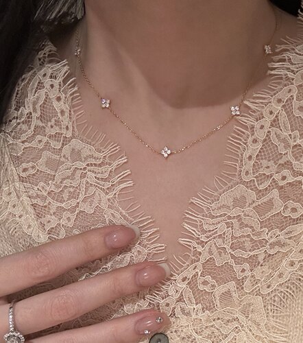 S925银轻奢高级感小众满天星四叶花简约气质百搭项链