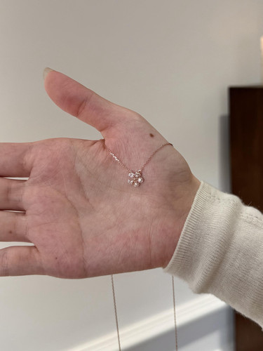 S925纯银春日告白信·桃花闪钻花朵高级感轻奢项链
