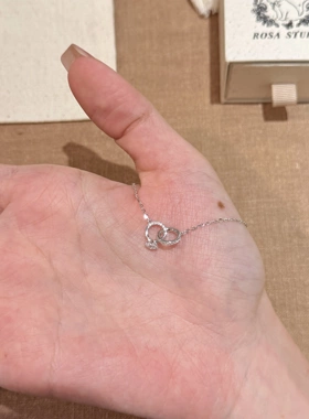 s925纯银mini baby双环戒指轻奢高级感项链