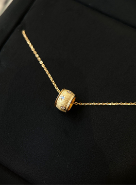 S925纯银轻奢时尚星轮转运珠拉丝工艺星星高级感项链