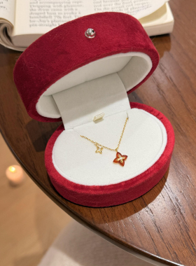 S925纯银红玉髓四叶草白贝母四叶草百搭气质高级感项链